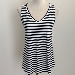 Style & Co. Black and White Striped Tank Top
